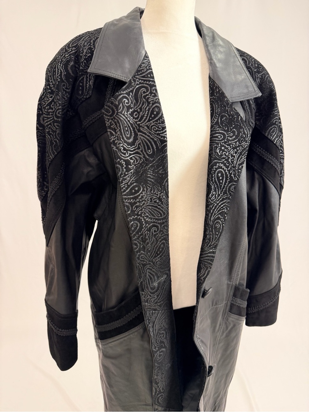 Vintage 80s Koslow’s Leather Trench Coat steampunk academia whimsy goth